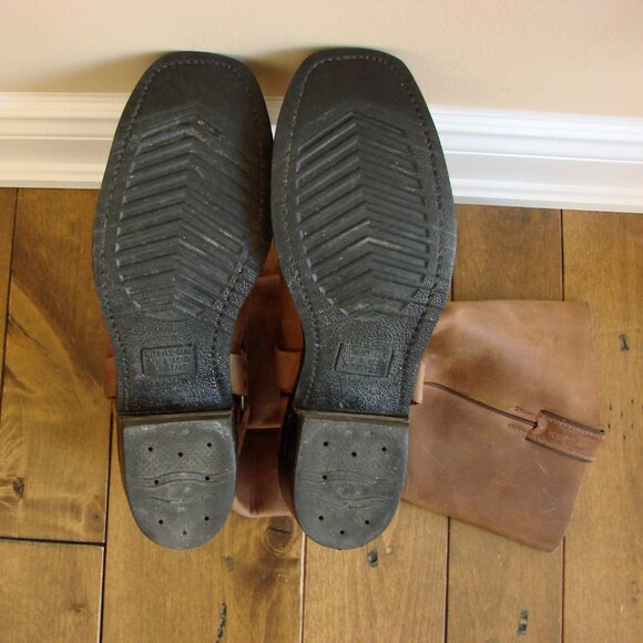 Boulet Brown Leather Harness Motorcycle Boots Mens Western Cowboy Size 9 E 9E - Picture 11 of 16